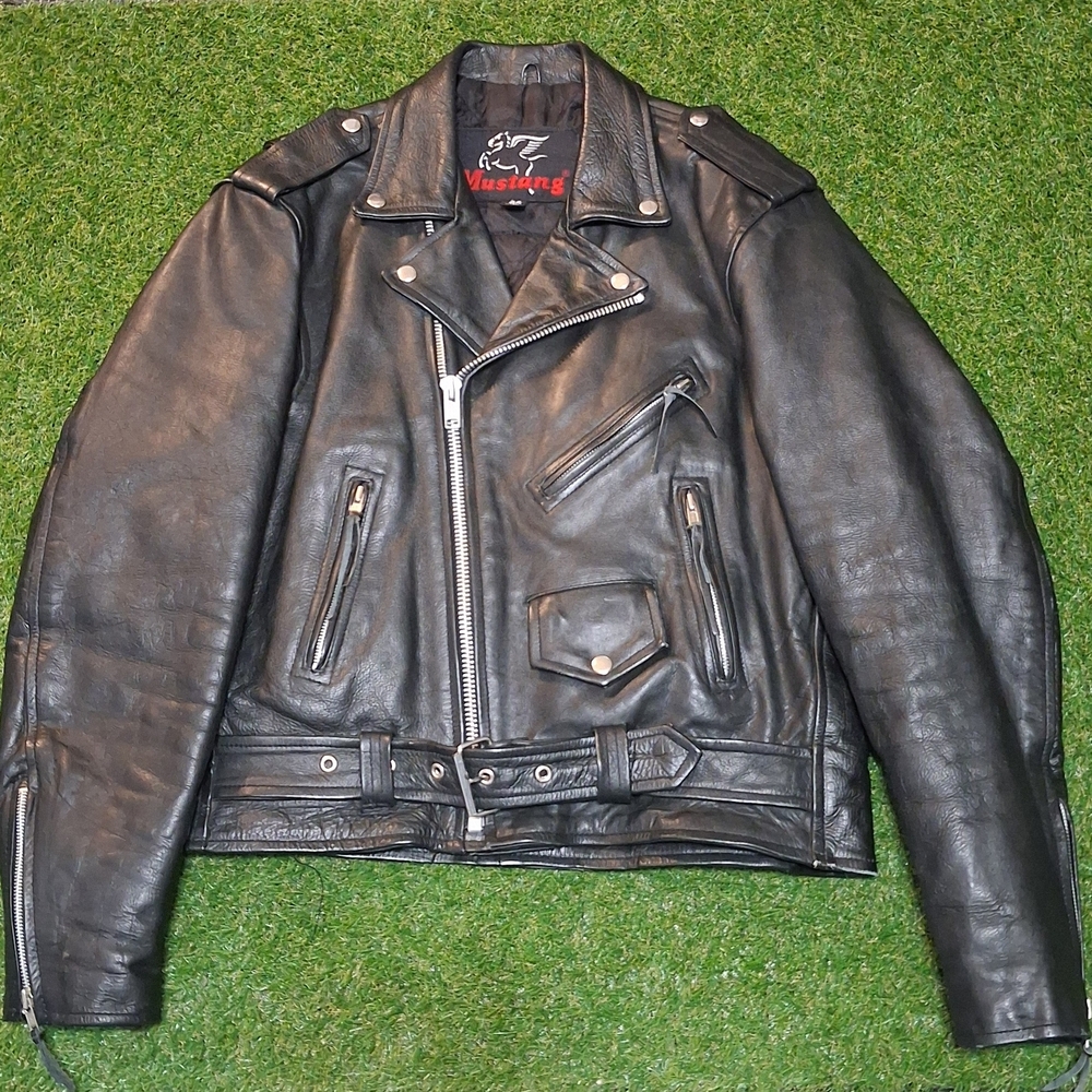 Black Leather Biker Jacket for Men